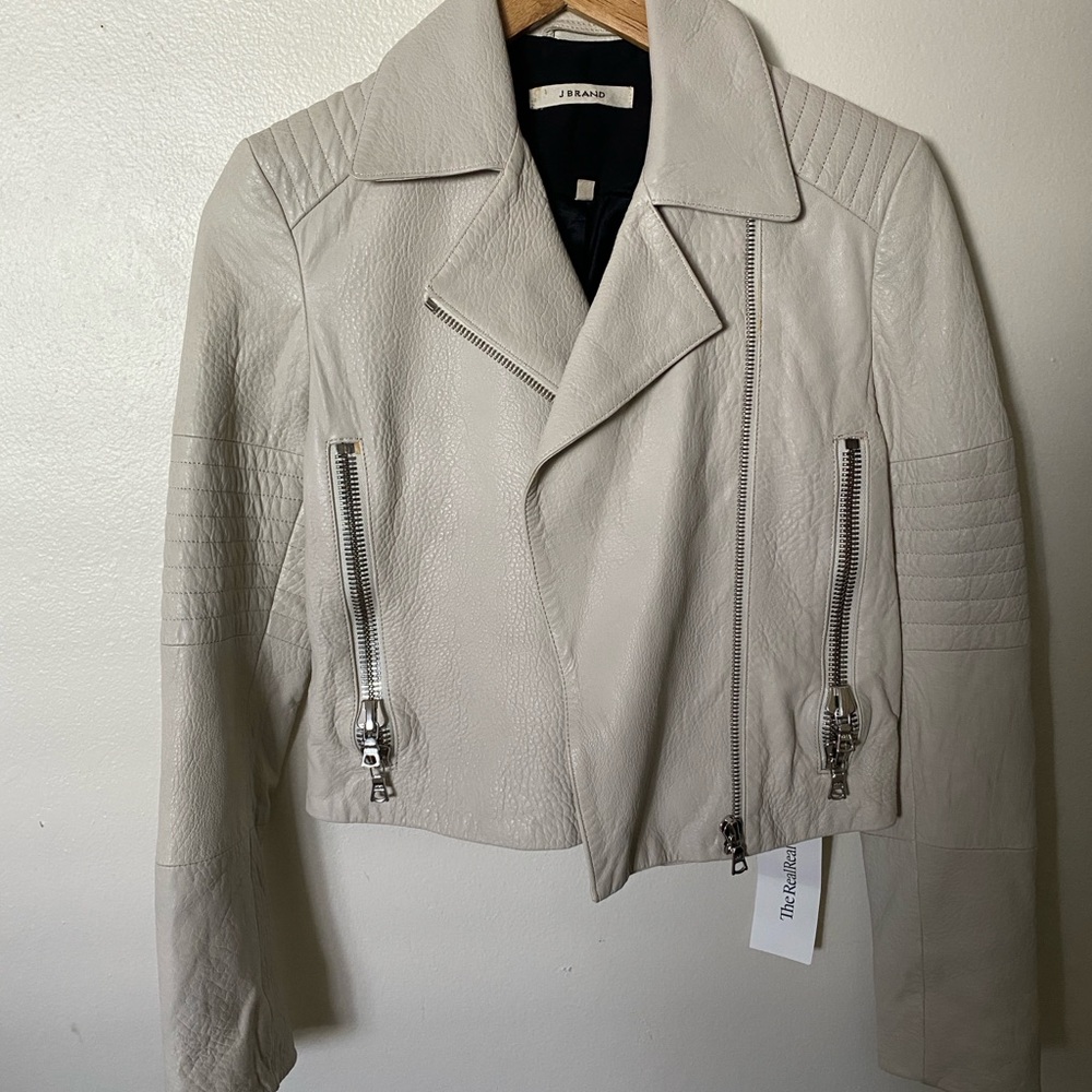 J Brand Women's Cream Leather Jacket